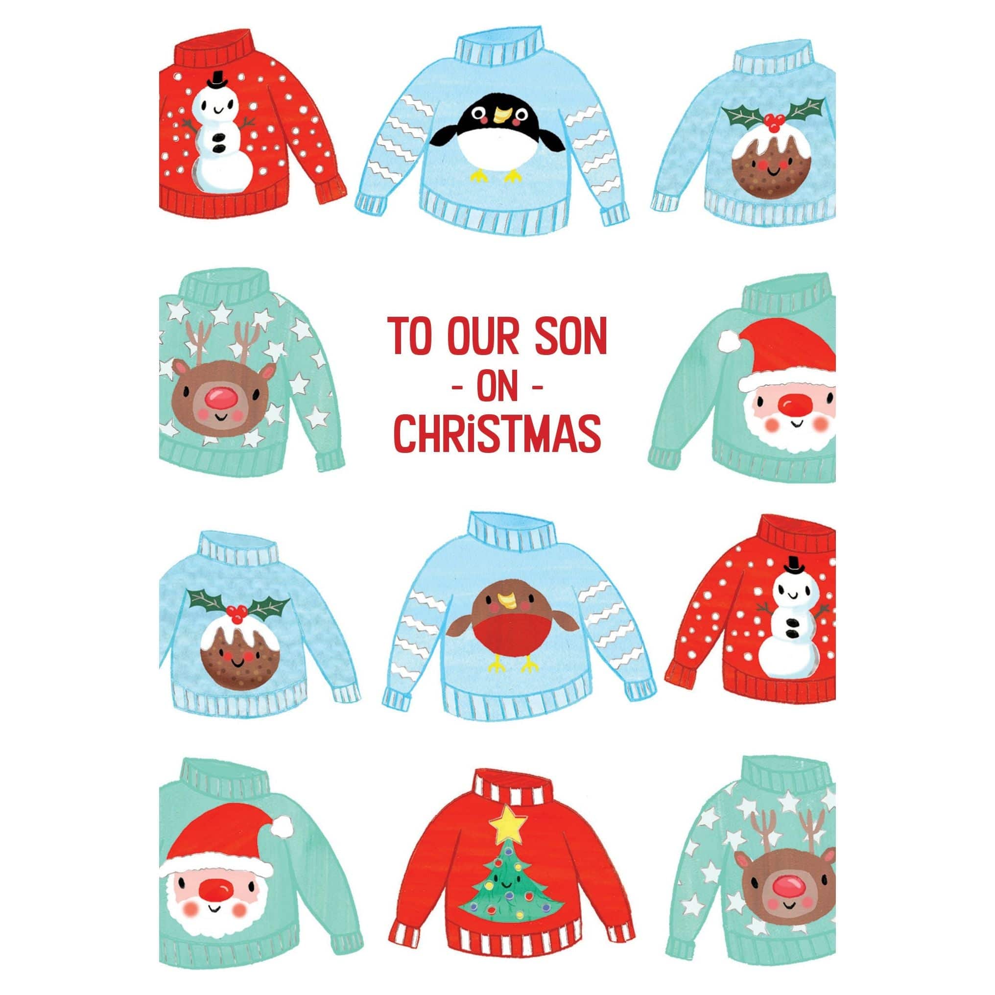 Pictura Christmas sweater with festive holiday design, perfect for a seasonal Christmas card for sons.